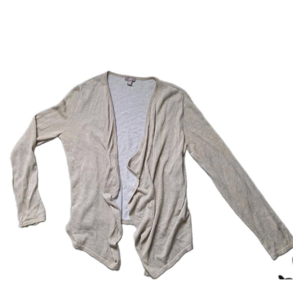 J.Jill Beige Linen Blend Open Front Draped Cardigan Sweater Women’s XS EUC